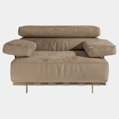 Visionnaire Montparnasse Armchair: Modern luxury armchair featuring adjustable headrest, Memory Foam® cushions, and upholstered straps for personalised comfort.