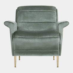 Alfonso Velvet Armchair with Sloping Back
