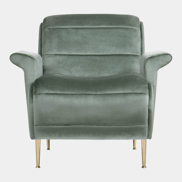 Alfonso Velvet Armchair with Sloping Back
