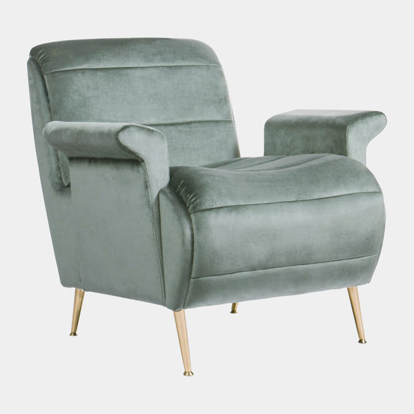 Alfonso Velvet Armchair with Sloping Back
