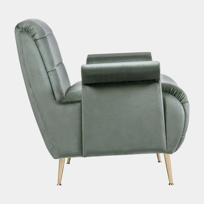 Alfonso Velvet Armchair with Sloping Back