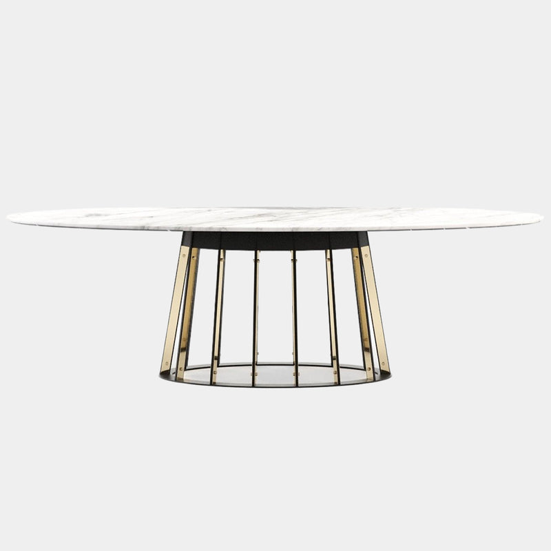 Nobre Marble Dining Table with Cylindrical-Shaped Base