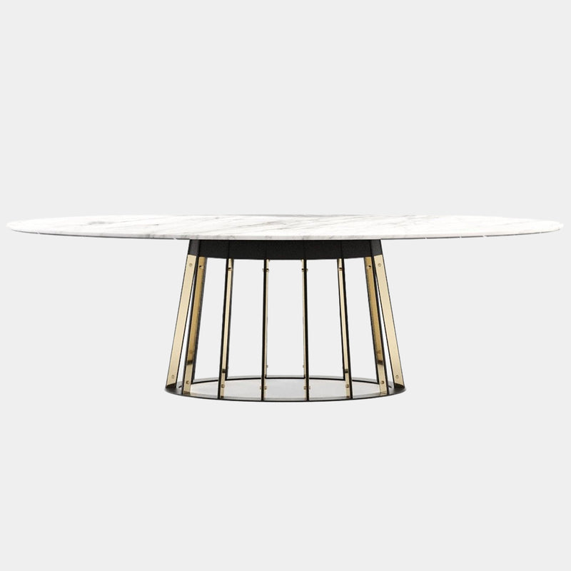 Nobre Marble Dining Table with Cylindrical-Shaped Base