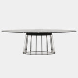 Nobre Marble Dining Table with Cylindrical-Shaped Base