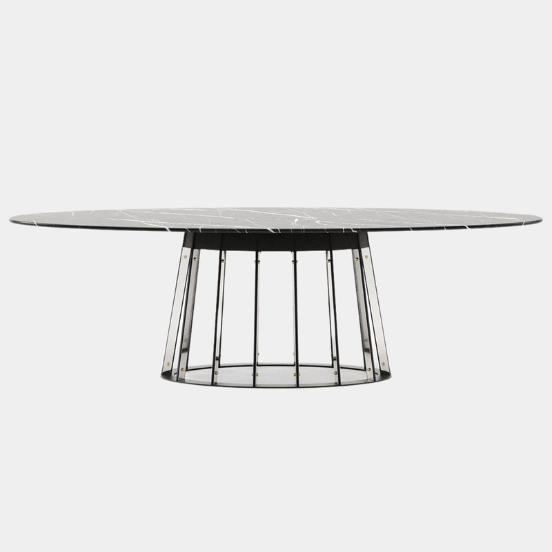 Nobre Marble Dining Table with Cylindrical-Shaped Base