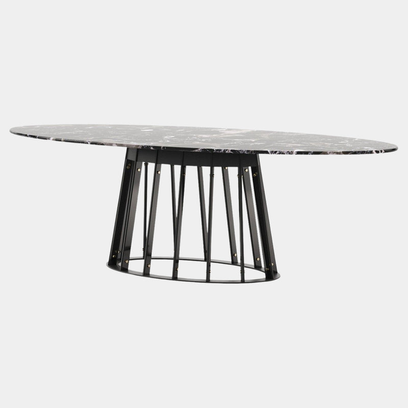 Nobre Marble Dining Table with Cylindrical-Shaped Base