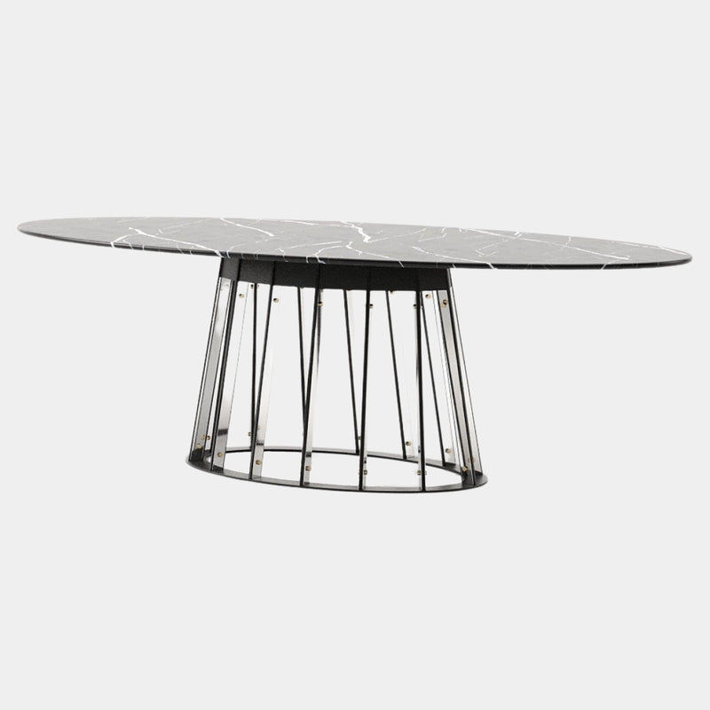Nobre Marble Dining Table with Cylindrical-Shaped Base
