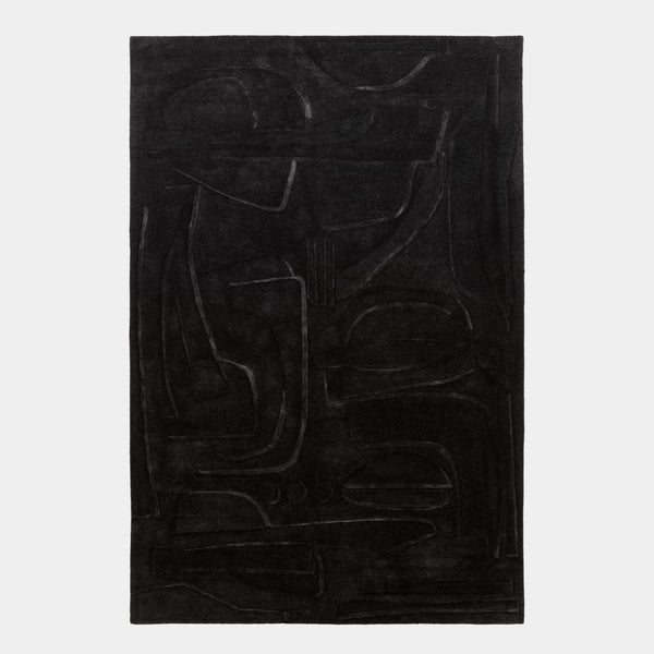 Deep Noir Hand Tufted Detail Rug