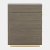 O'Hare Aged Oak Tallboy with Polished Golden Base