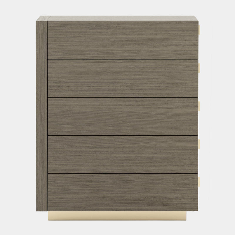 O'Hare Aged Oak Tallboy with Polished Golden Base