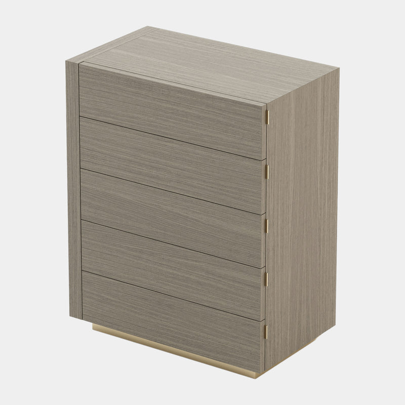 O'Hare Aged Oak Tallboy with Polished Golden Base