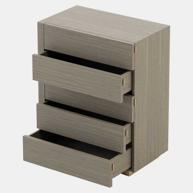 O'Hare Aged Oak Tallboy with Polished Golden Base