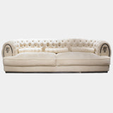 Visionnaire Oberon: Luxurious modern sofa in opulent design, featuring sculpted curves, plush comfort, and customisable metal accents.