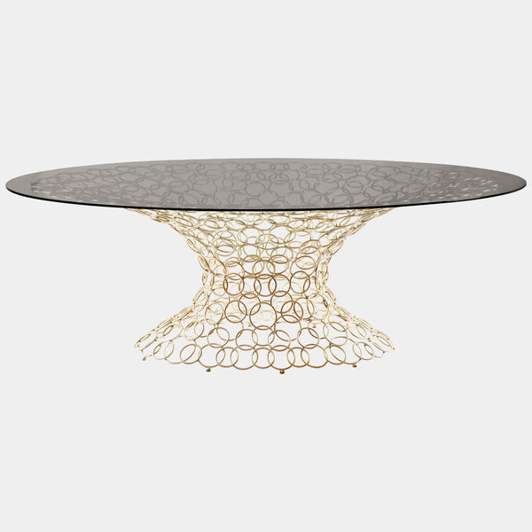 Cosima Champagne Silver Leaf Oval Dining Table