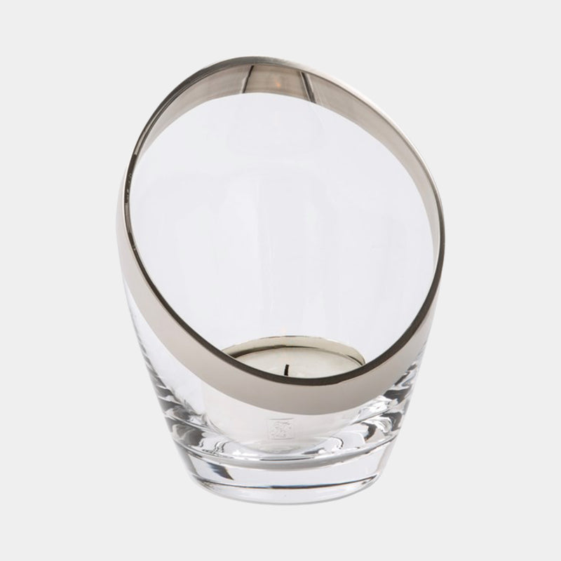 Opera Curved Clear Glass Tea Light Holder Set