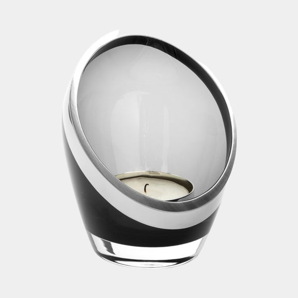 Opera Curved Smoked Glass Tea Light Holder Set