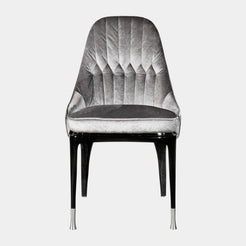 Visionnaire Palmyra Chair: Modern luxury dining chair featuring a unique curved back, Memory Foam® seat cushion, and high-gloss lacquered legs.