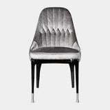 Visionnaire Palmyra Chair: Modern luxury dining chair featuring a unique curved back, Memory Foam® seat cushion, and high-gloss lacquered legs.