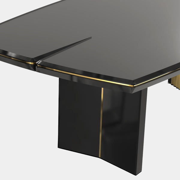Polished Brass & Black Lacquer Luxury Grand Dining Table