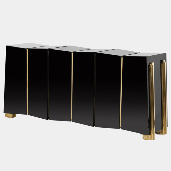 Polished Brass & Black Lacquer Trevi Sideboard