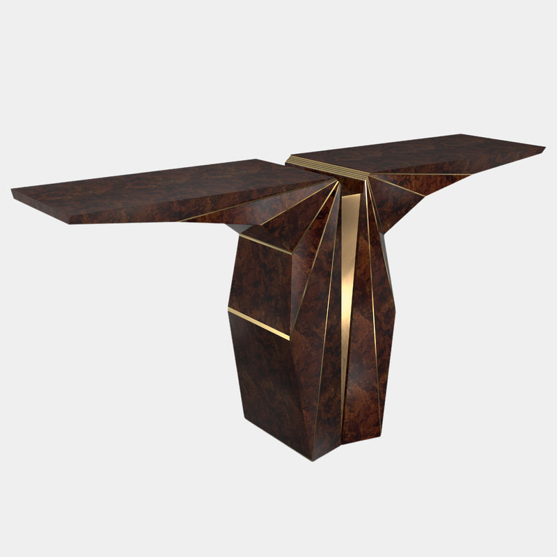 Gabriel Wing Console Table with Golden Detailing