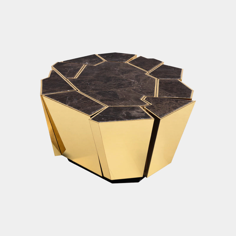 Polished Brass & Emperador Dark Marble Coffee Table