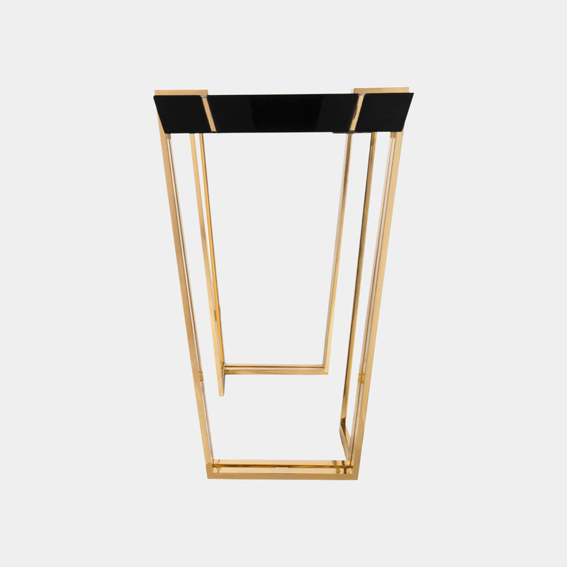 Polished Brass, Black Lacquer & Nero Marquina Marble Console Table