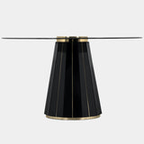 Polished Brass, Black Lacquer & Smoked Glass Circular Dining Table