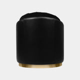 Polished Brass, Black Leather & Black Velvet Luxury Armchair