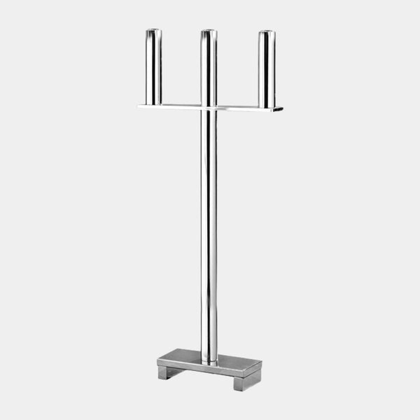 Polished Silver 3-Flame Standing Candle Holder