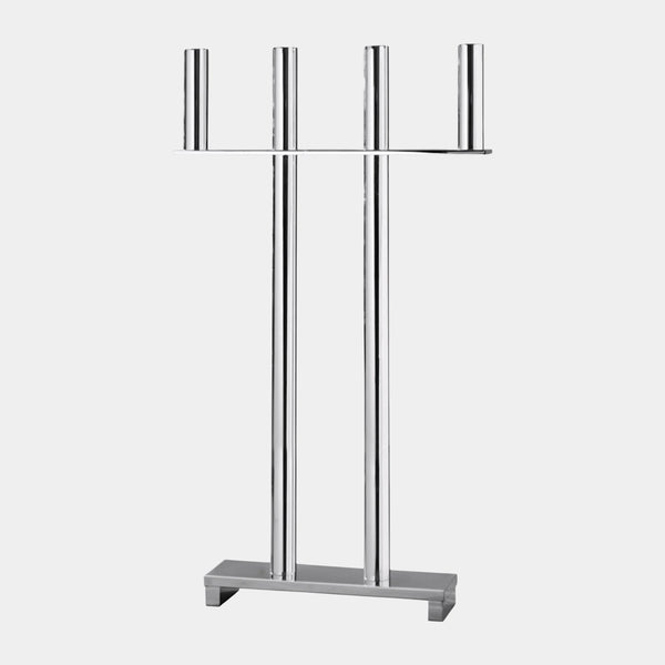 Polished Silver 4-Flame Standing Candle Holder