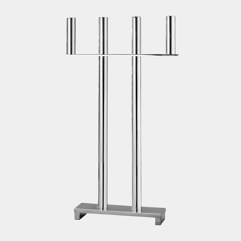 Polished Silver 4-Flame Standing Candle Holder