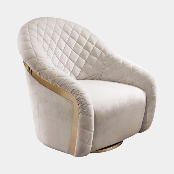 Luxury Quilted Metal Belt Armchair