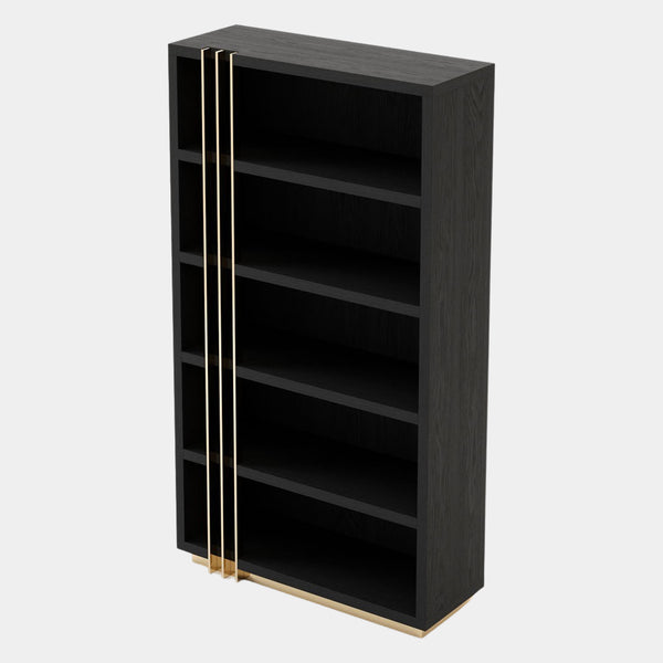 Regalado Aged Oak Matte Bookshelf with Golden Detailing