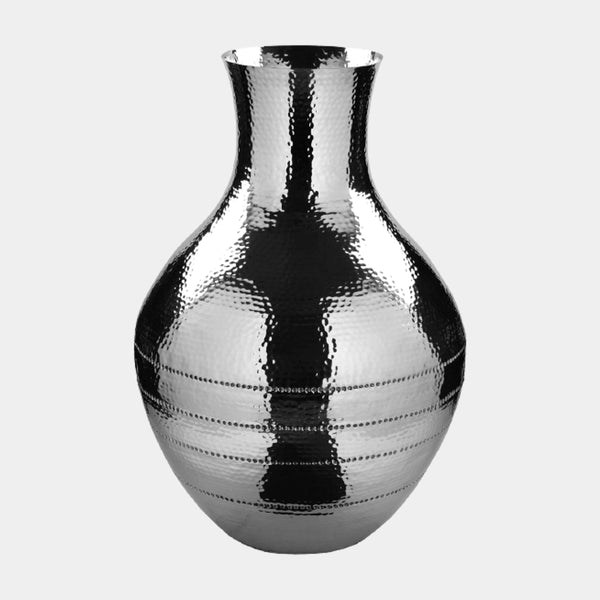 Ripple Nickel Plated Round Floor Vase