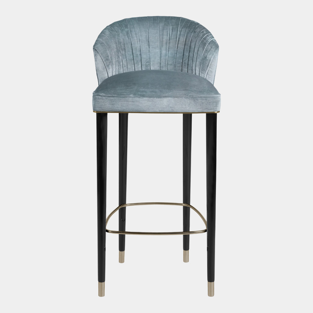 Robin Velvet Bar Stool with Glossy Black Legs Touched Interiors