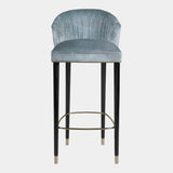 Robin Velvet Bar Stool with Glossy Black Legs