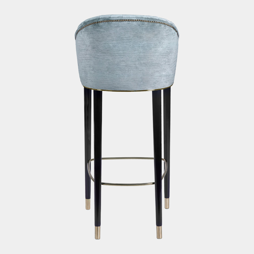 Robin Velvet Bar Stool with Glossy Black Legs Touched Interiors