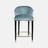 Robin Velvet Bar Stool with Glossy Black Legs