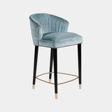 Robin Velvet Bar Stool with Glossy Black Legs