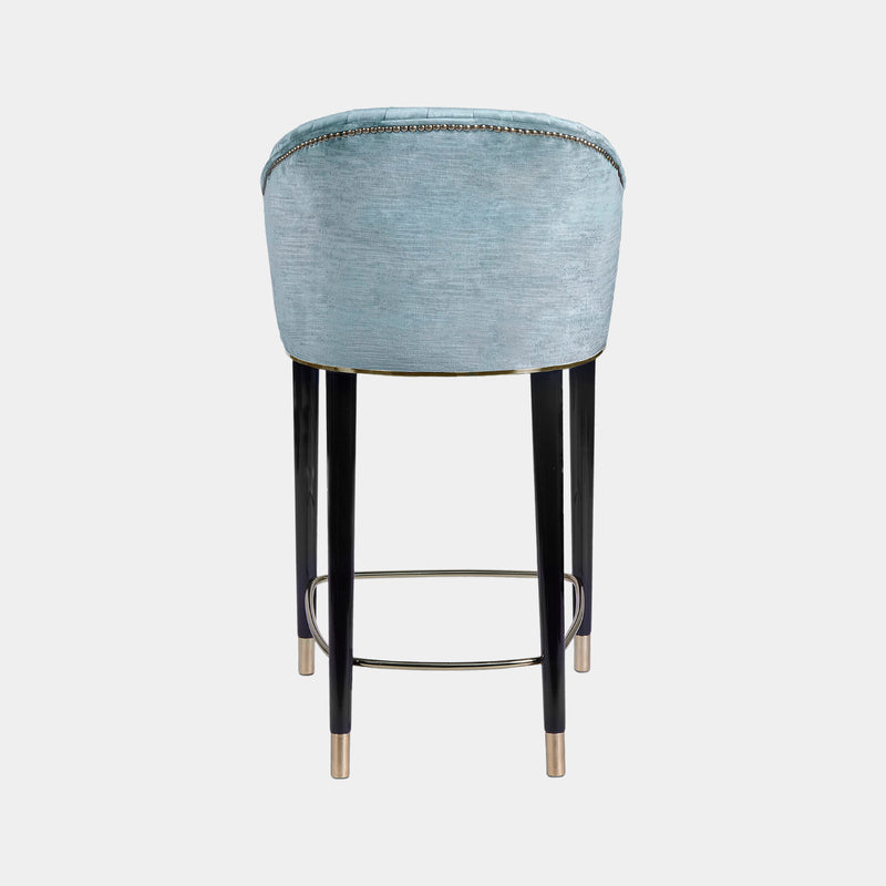 Robin Velvet Bar Stool with Glossy Black Legs