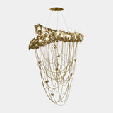 Aurora Chandelier: Gold Butterfly & Flower Chandelier with Crystals