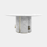 Round Marble Oriol Dining Table with Metal Detailing, alternative angle