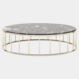 Round Black Flower Polished Marble Coffee Table
