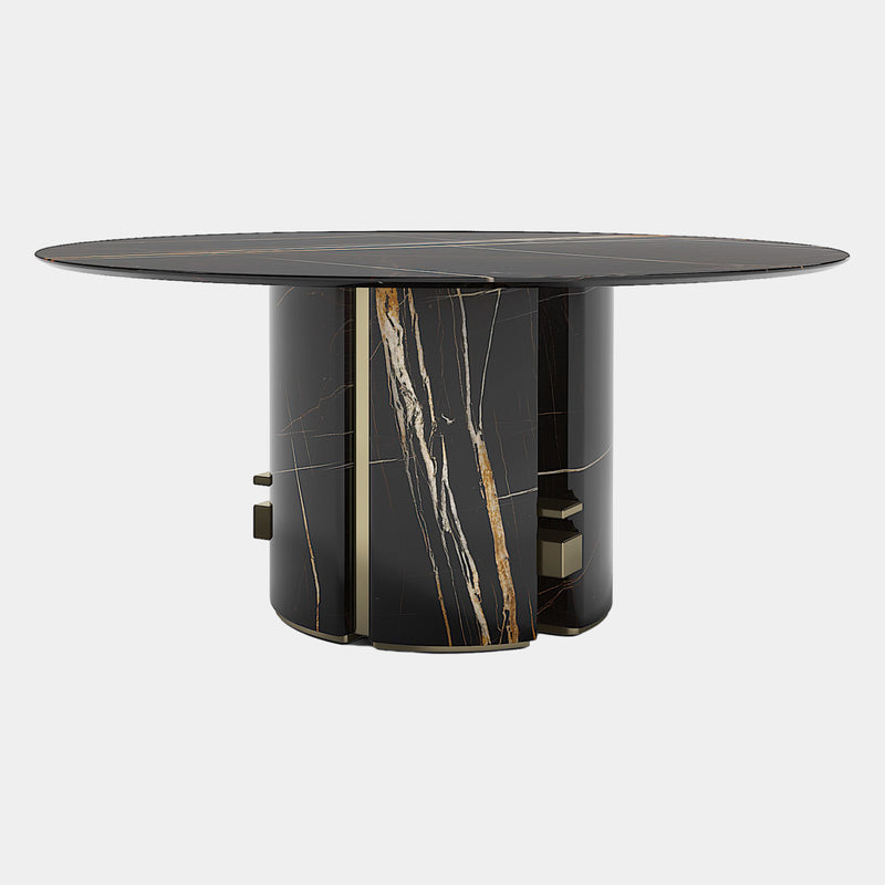 Round Marble Oriol Dining Table with Metal Detailing