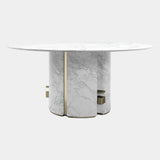 Round Marble Oriol Dining Table with Metal Detailing