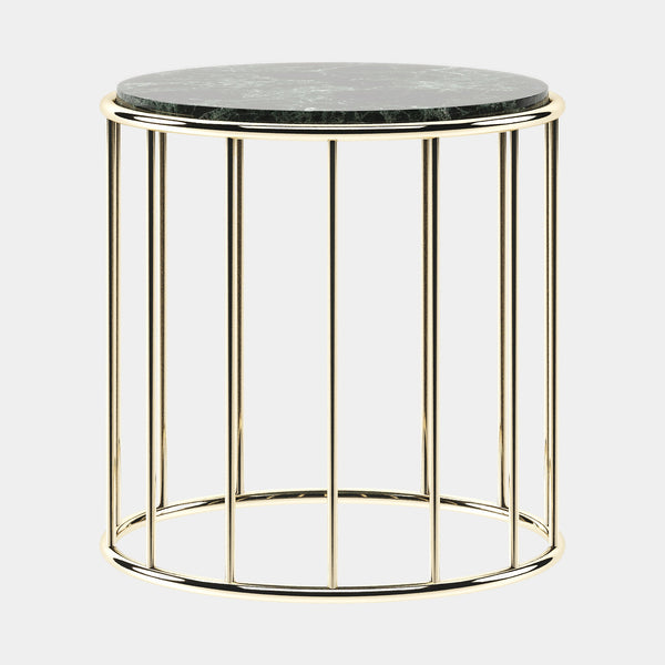 Round Verde Issorie Polished Marble Side Table