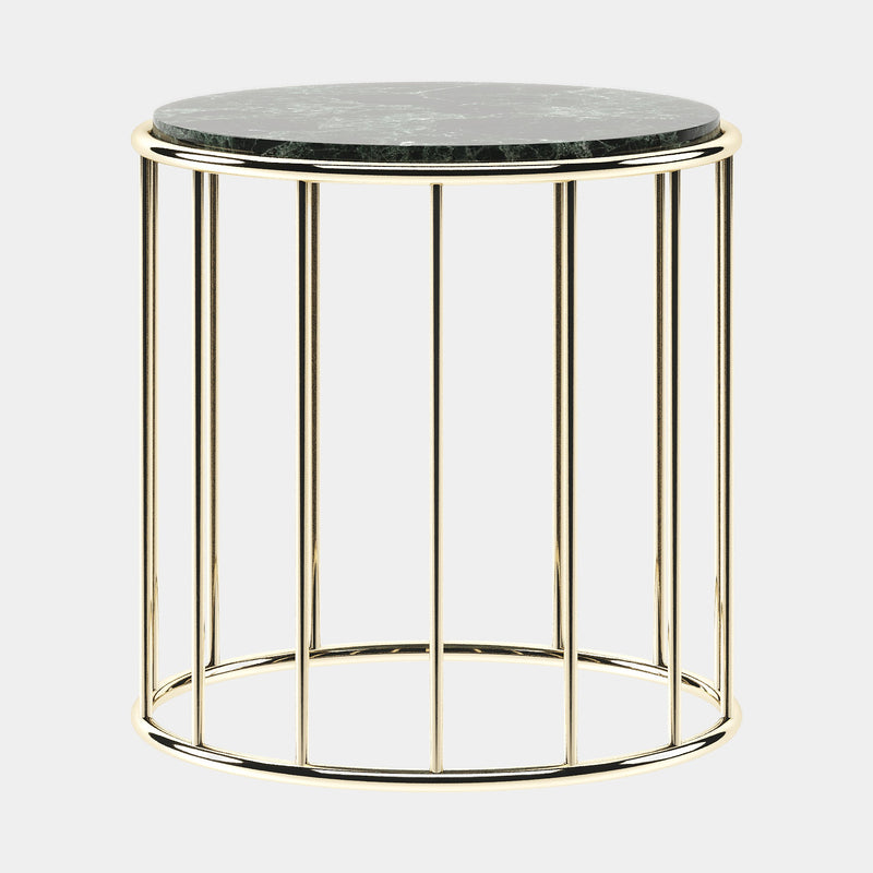 Round Verde Issorie Polished Marble Side Table