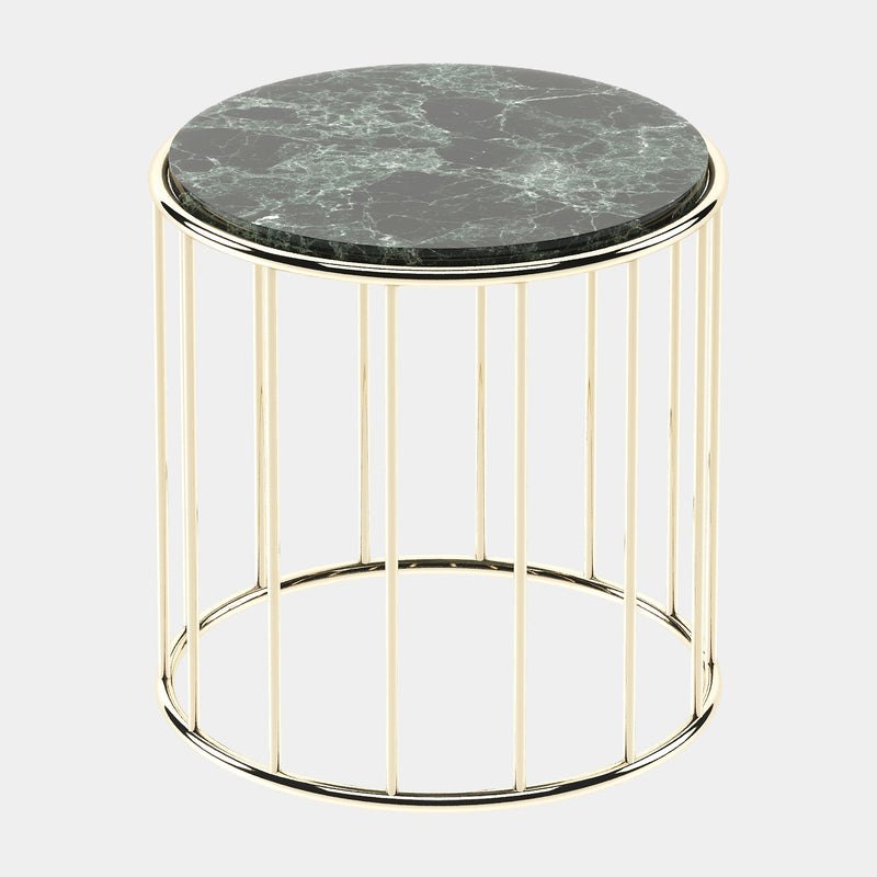 Round Verde Issorie Polished Marble Side Table