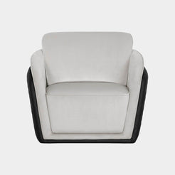 Roxboro Stitched Leather & Plush Velvet Single Sofa